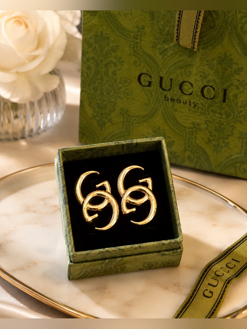 Gold Tone Double G Fashion Earrings